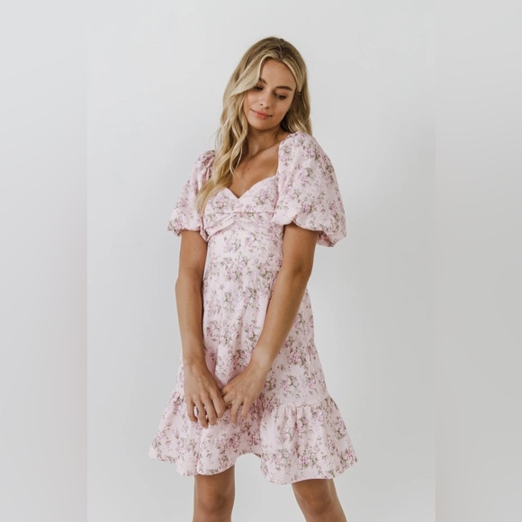 English Factory Textured Floral Mini Dress - Picture 1 of 7